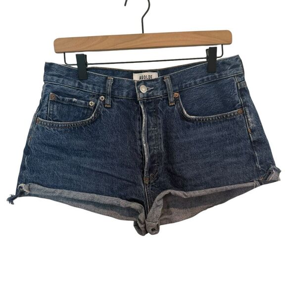 Agolde Parker Vintage Cut Off Denim Button Fly Shorts Size 28 - Picture 2 of 8